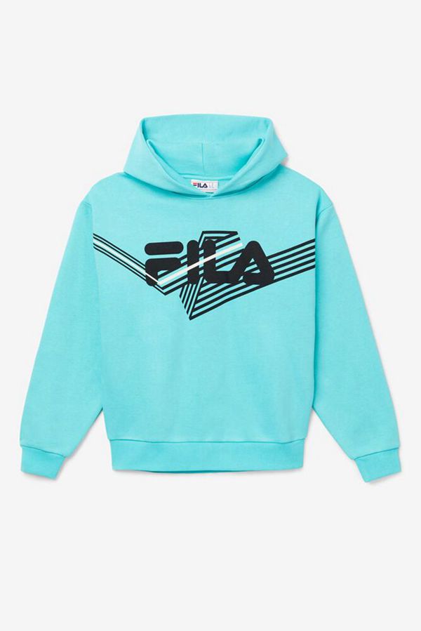 Fila Waldo Fleece Men's Hoodies - Blue Turquoise/Black,NZ 97-72954